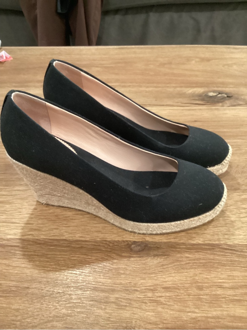 J. Crew Black Espadrille Wedge Pumps